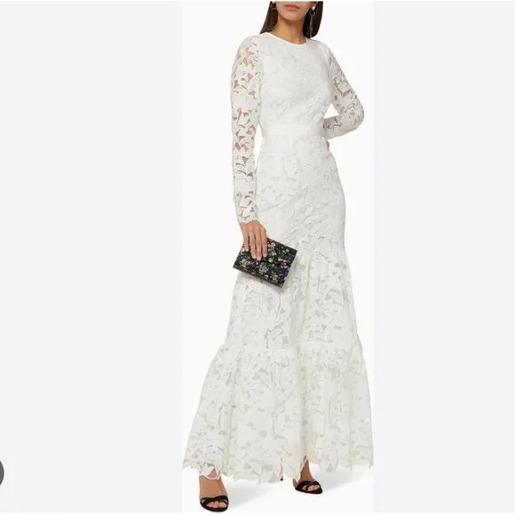 chinese dress ladies Long-Sleeved Guipure Lace Maxi Dress main image 0